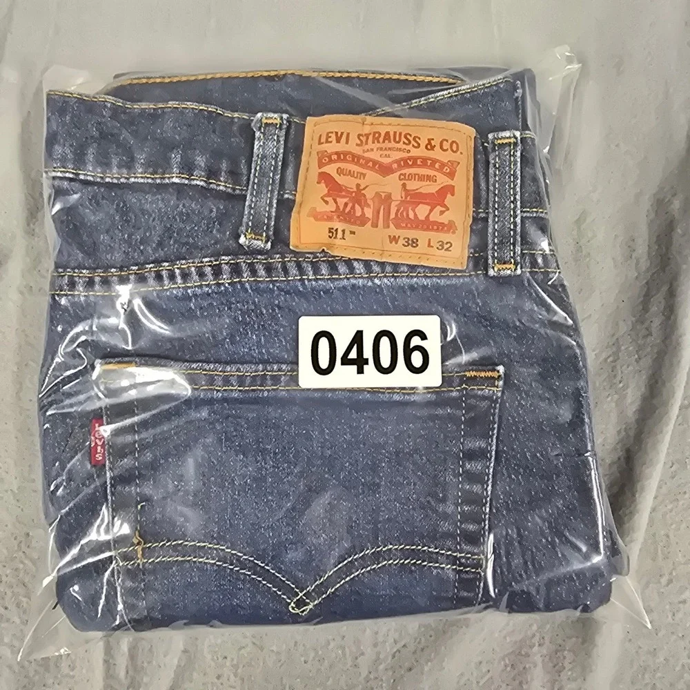 Levis 511 Slim‎ Fit Distressed Ripped Blue Denim Jeans Mens 38x32